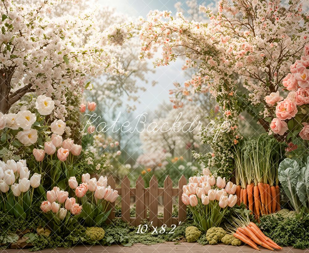 Kate Spring Garden Flowers Carrots Fleece Backdrop Designed by Emetselch - Image 5