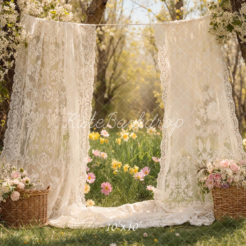 Kate Spring Garden Lace Curtains Baskets Backdrop Designed by Emetselch - Image 10