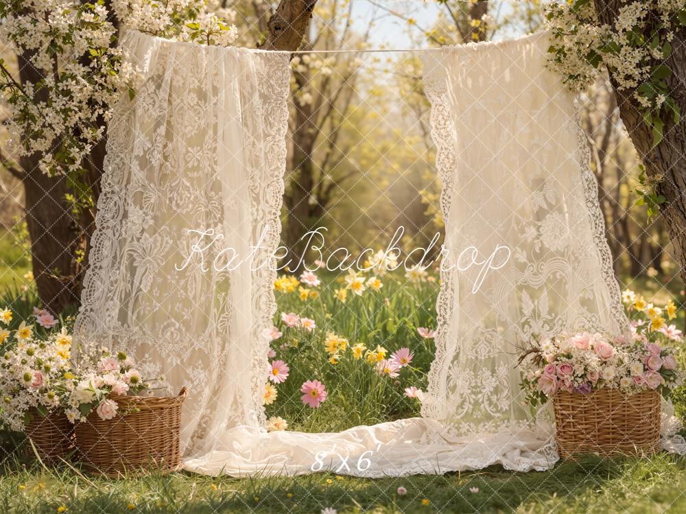 Kate Spring Garden Lace Curtains Baskets Backdrop Designed by Emetselch - Image 6