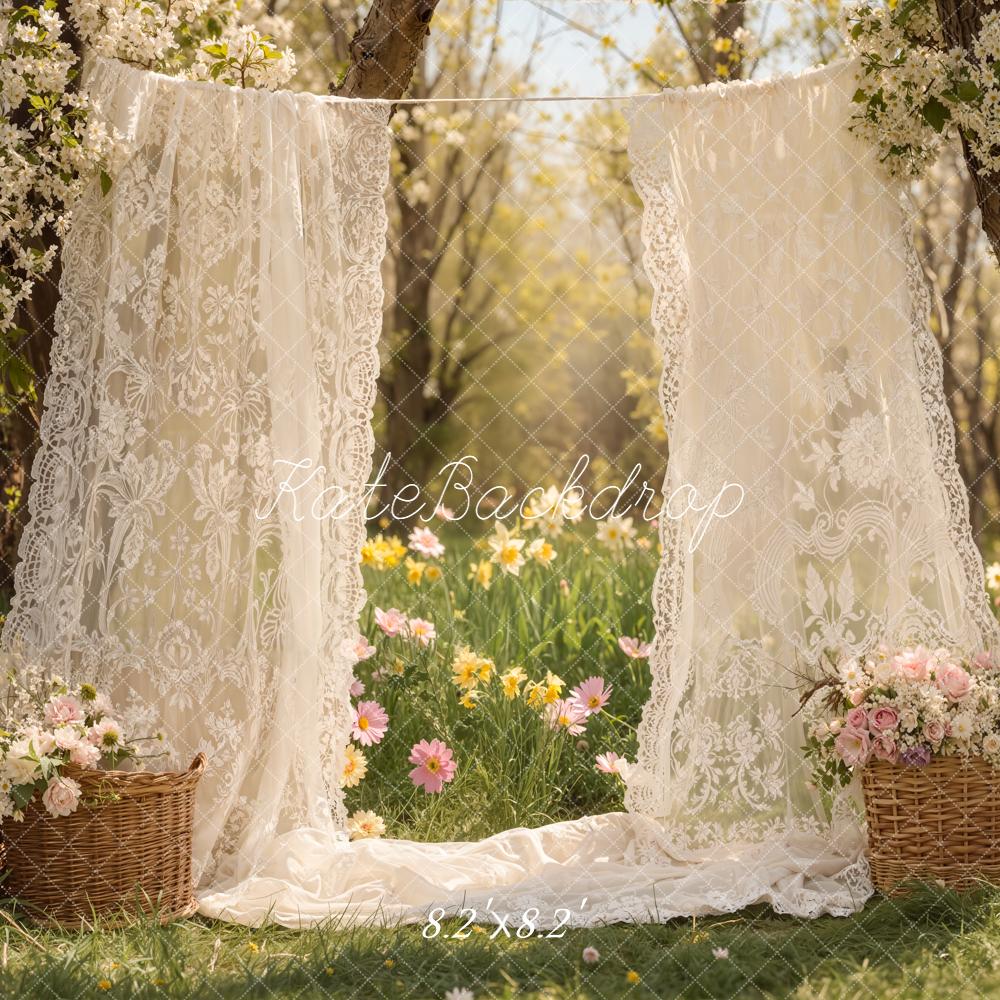 Kate Spring Garden Lace Curtains Baskets Backdrop Designed by Emetselch - Image 8