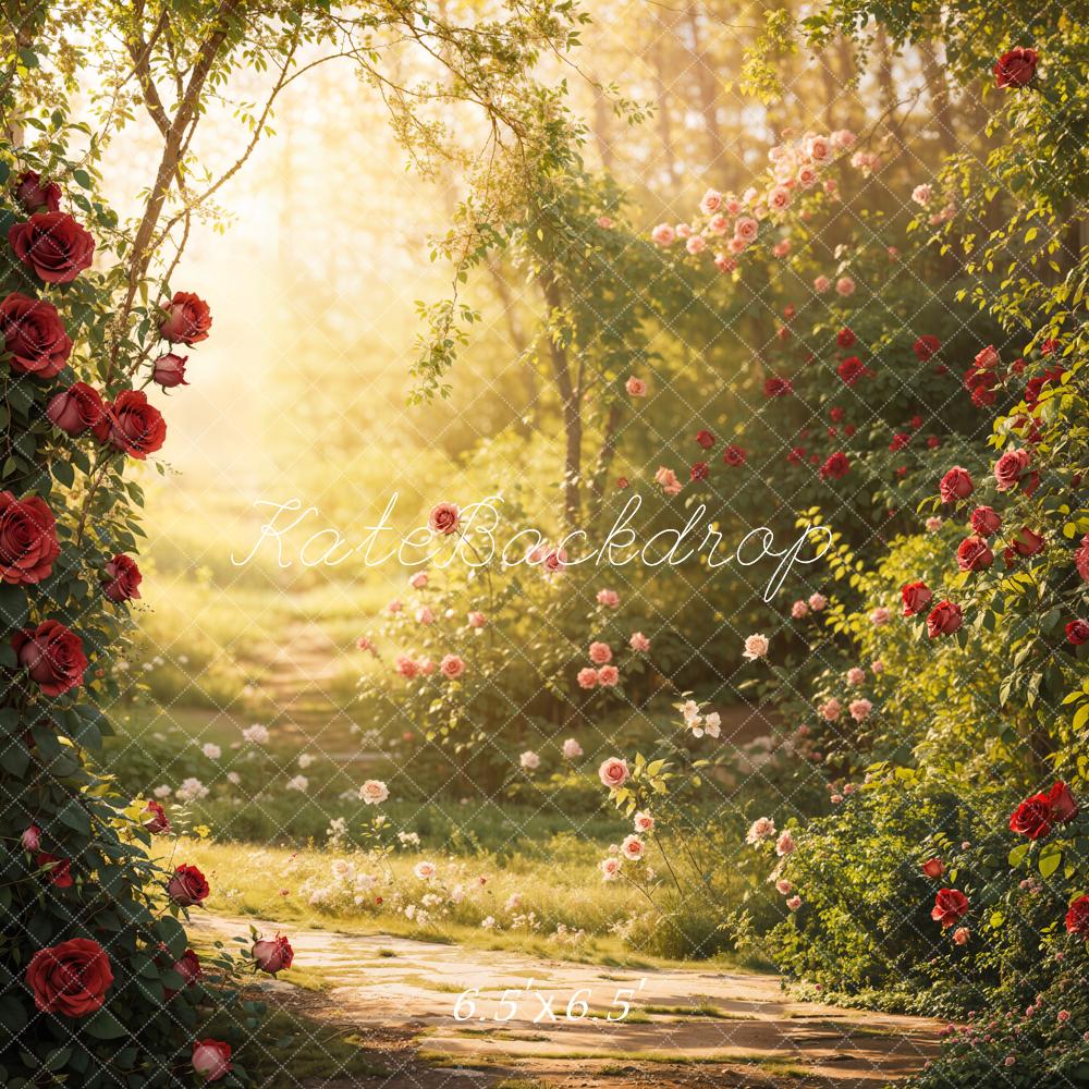 Kate Spring Garden Rose Sunlight Backdrop Designed by Emetselch - Image 2