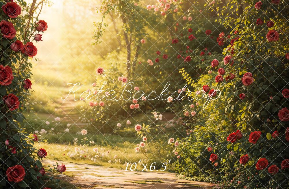 Kate Spring Garden Rose Sunlight Backdrop Designed by Emetselch - Image 4