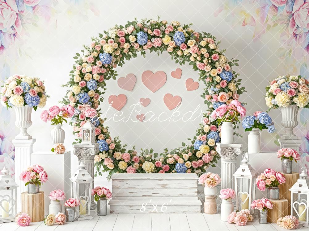 Kate Spring Garland Lanterns Pedestals Pastel Backdrop Designed by Patty Robert - Image 3
