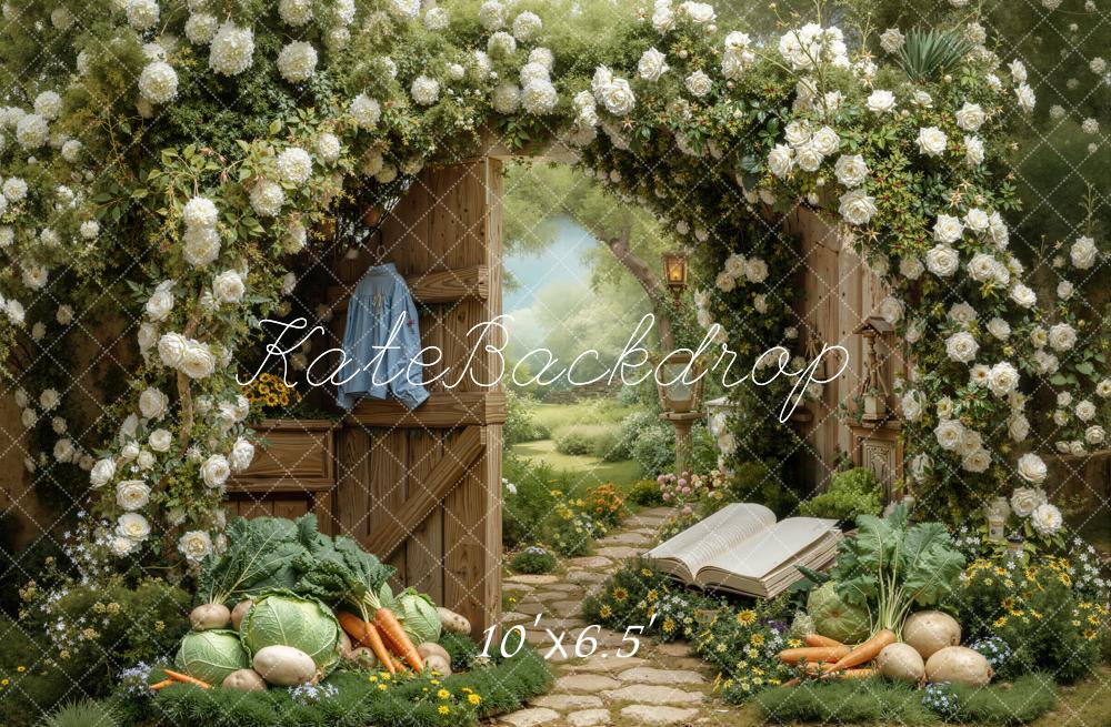 Kate Spring Garland Vegetables Fleece Backdrop Designed by Chain Photography - Image 2