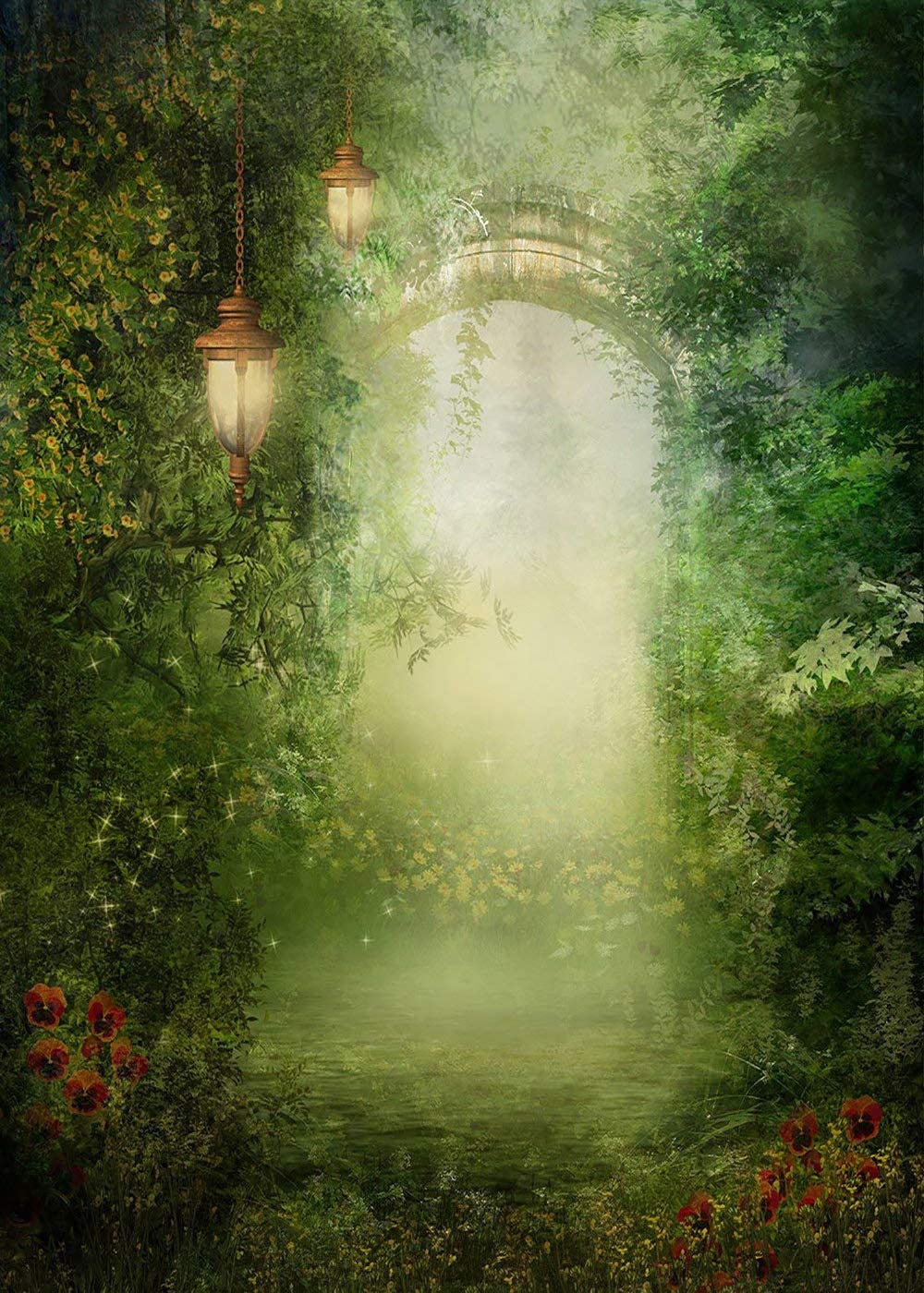 Kate Spring Green Dreamlike Fairytale Forest Backdrop for Photoshoot - Image 2