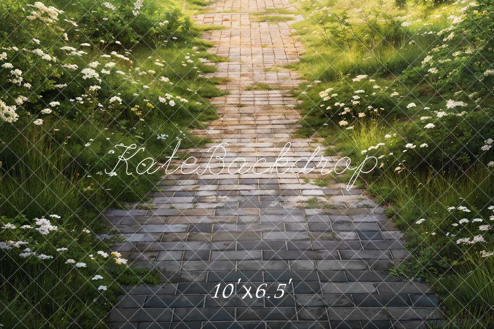 Kate Spring Green Grass Road Floor Backdrop Designed by Chain Photography - Image 2