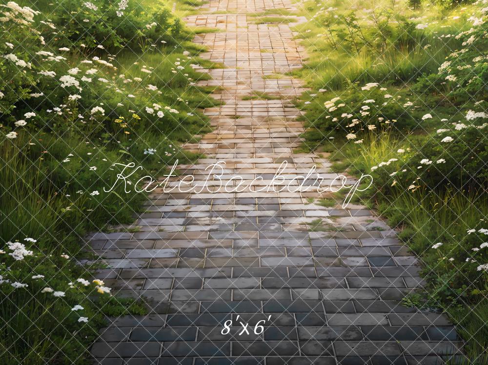 Kate Spring Green Grass Road Floor Backdrop Designed by Chain Photography - Image 4