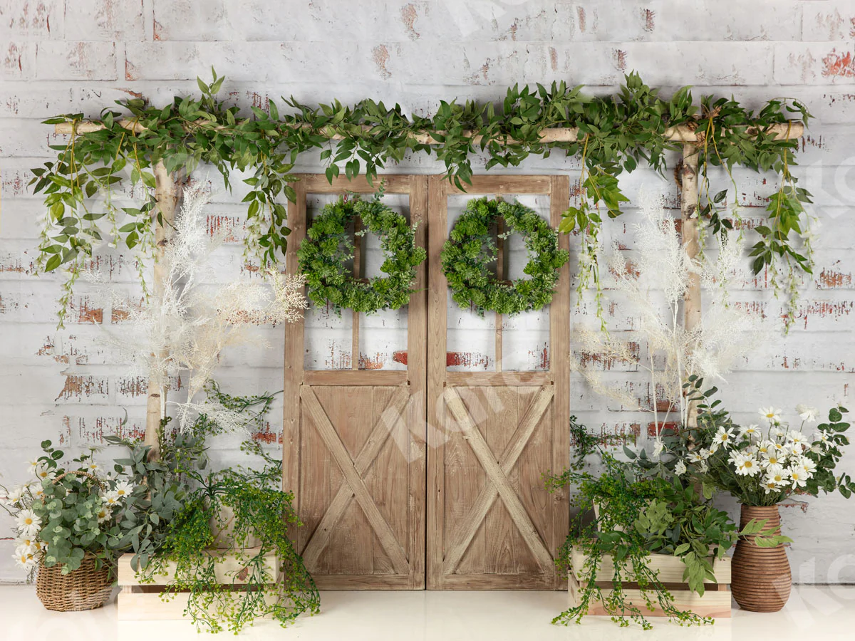 Kate Spring/Mother's day  Green Plants Barn Door Backdrop Designed by Jia Chan Photography - Image 2