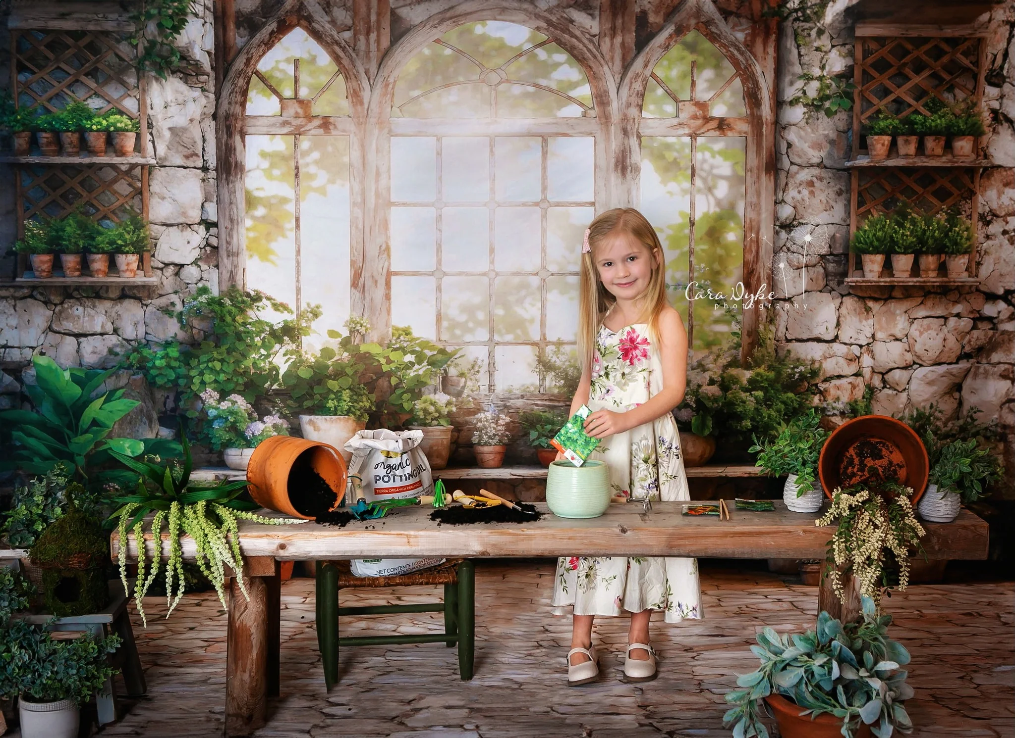 Kate Spring Green Plants Window Backdrop+Rugged Patterned Path Floor Backdrop - Image 6