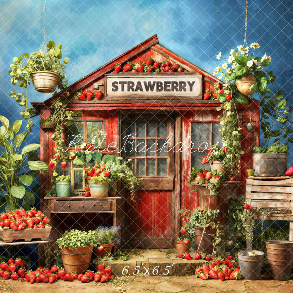 Kate Spring Green Strawberry Warehouse Backdrop Designed by Chain Photography - Image 2