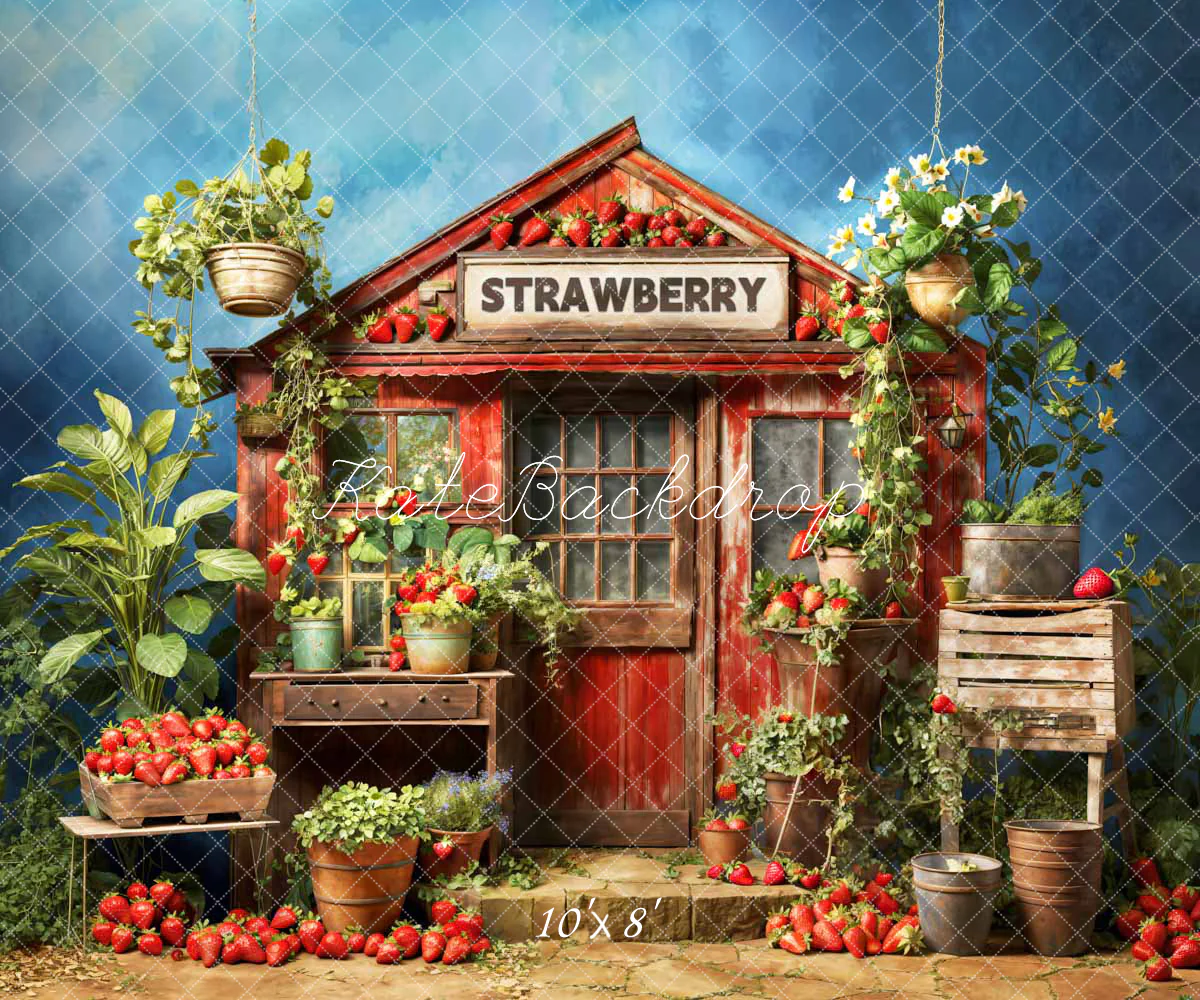 Kate Spring Green Strawberry Warehouse Backdrop Designed by Chain Photography - Image 4