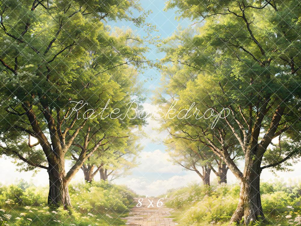 Kate Spring Green Trees Grass Path Backdrop Designed by Chain Photography - Image 3