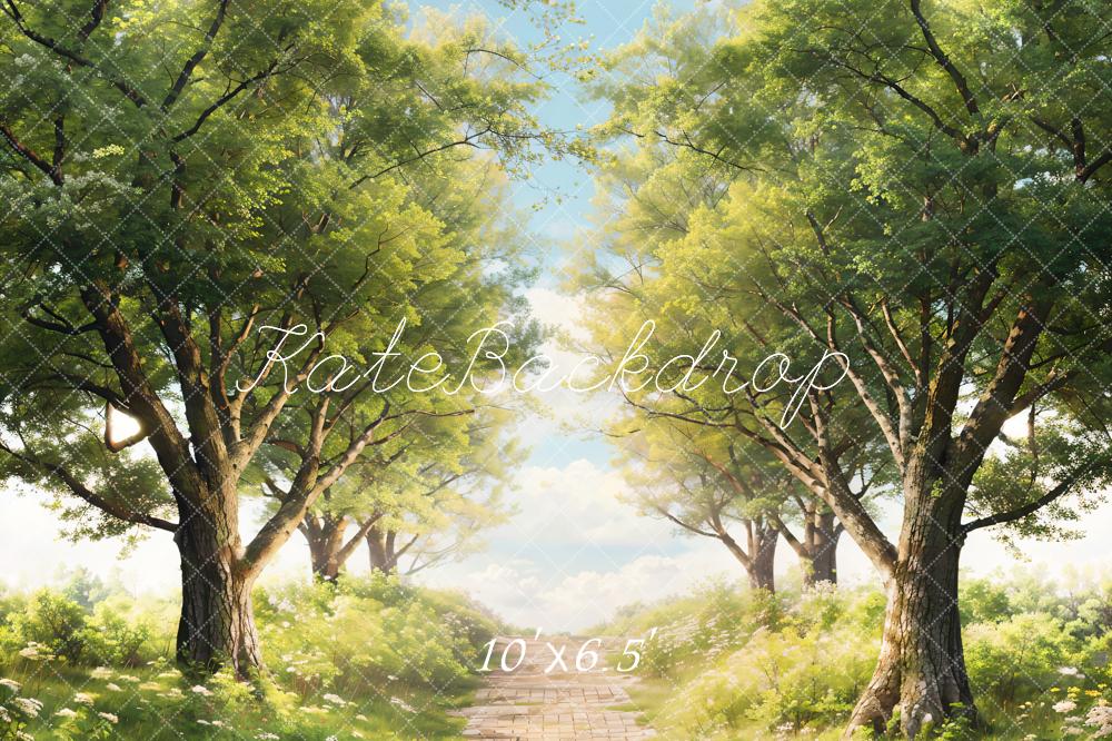 Kate Spring Green Trees Grass Path Backdrop Designed by Chain Photography - Image 4