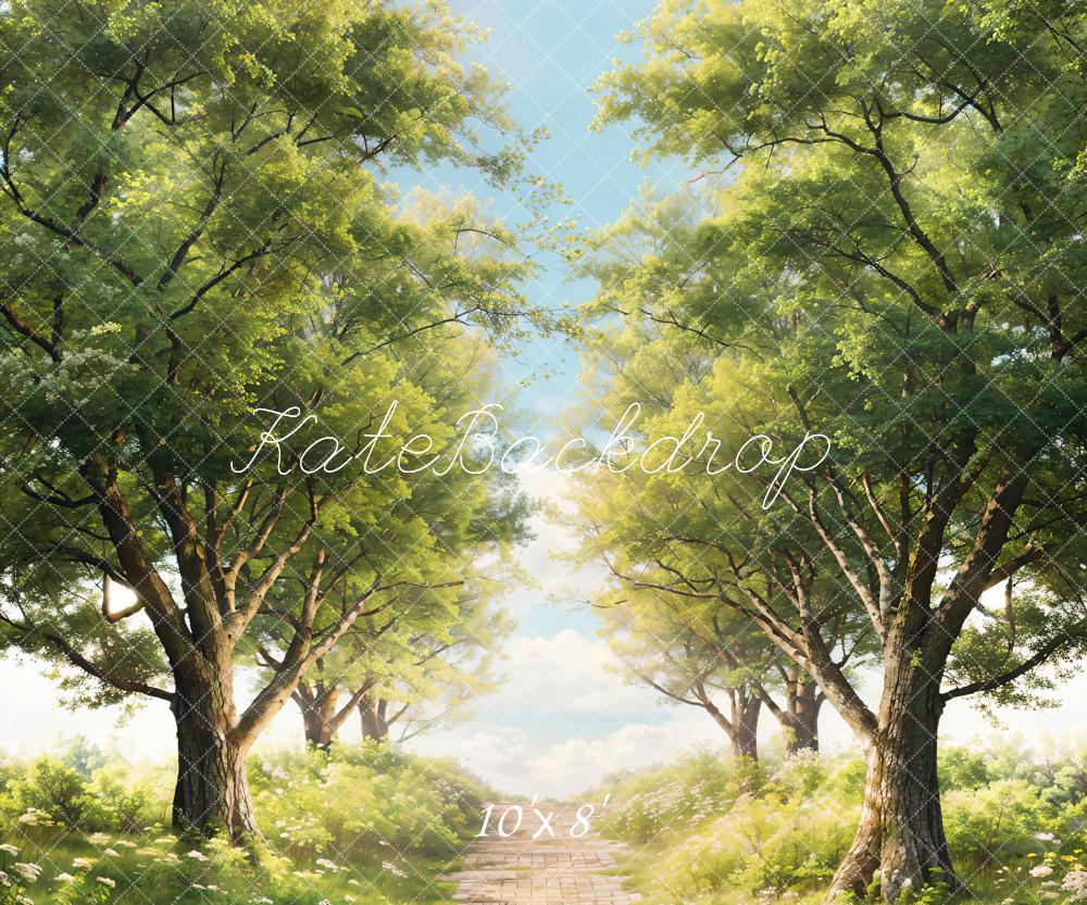 Kate Spring Green Trees Grass Path Backdrop Designed by Chain Photography - Image 5