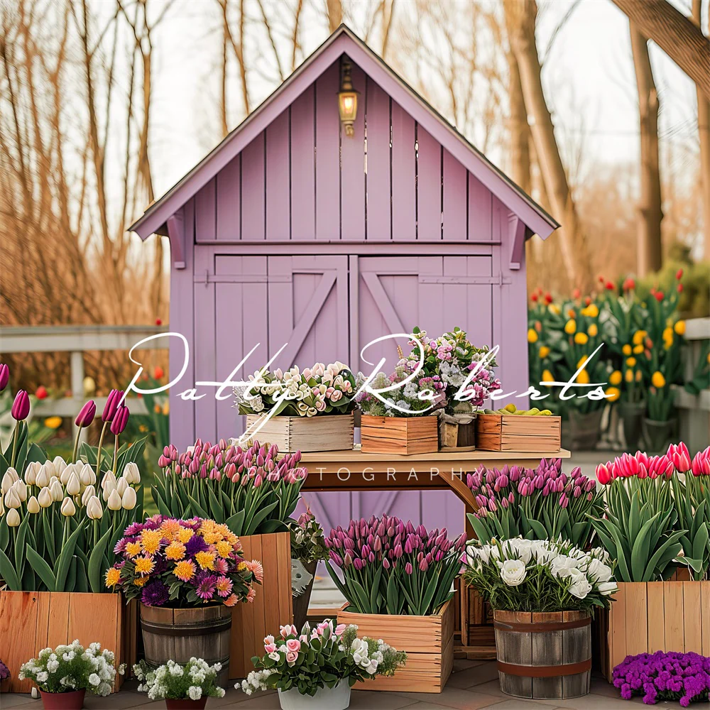 Kate Spring Greenhouse with Tulips Backdrop Designed by Patty Robert - Image 3
