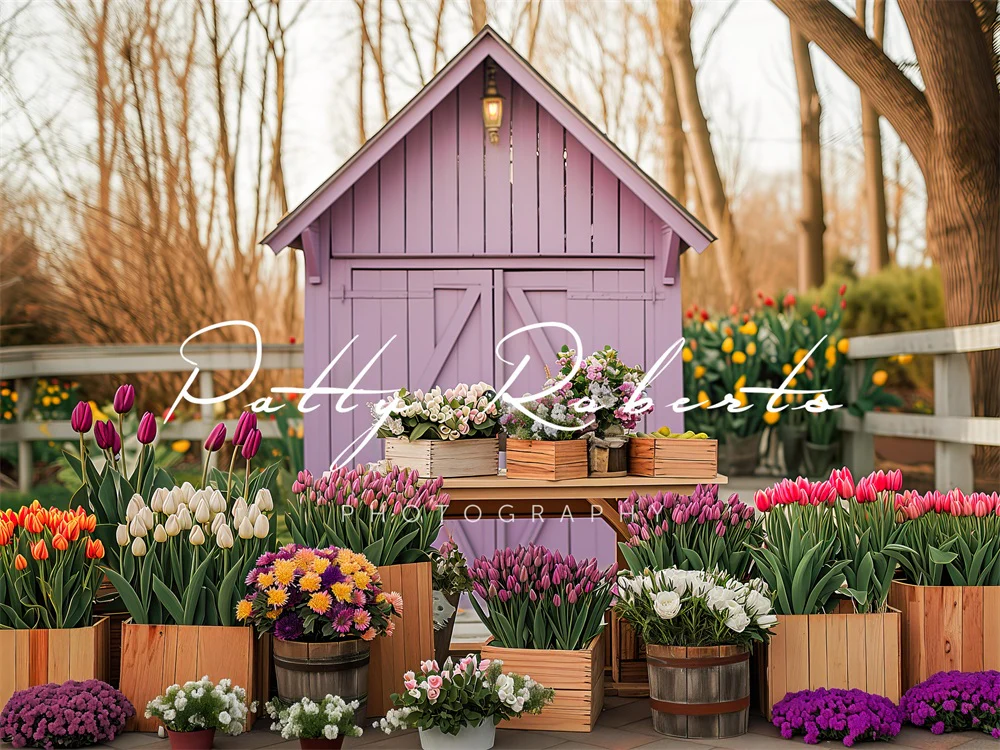 Kate Spring Greenhouse with Tulips Backdrop Designed by Patty Robert - Image 4
