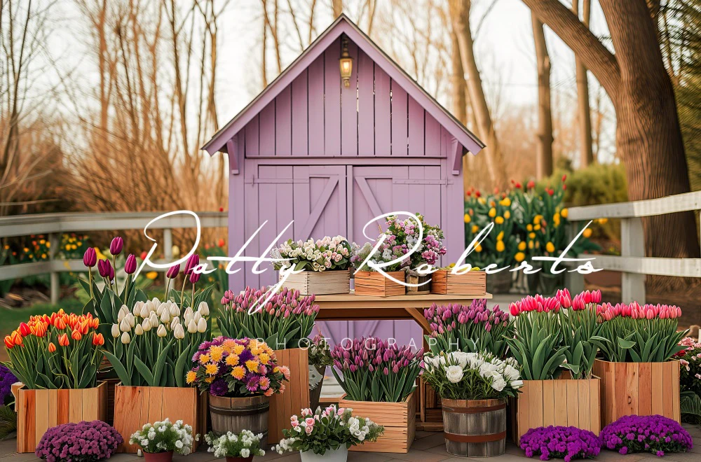 Kate Spring Greenhouse with Tulips Backdrop Designed by Patty Robert - Image 5