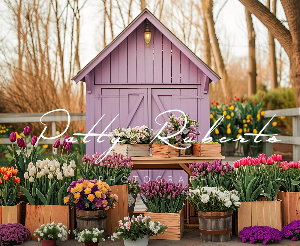 Kate Spring Greenhouse with Tulips Backdrop Designed by Patty Robert - Image 6