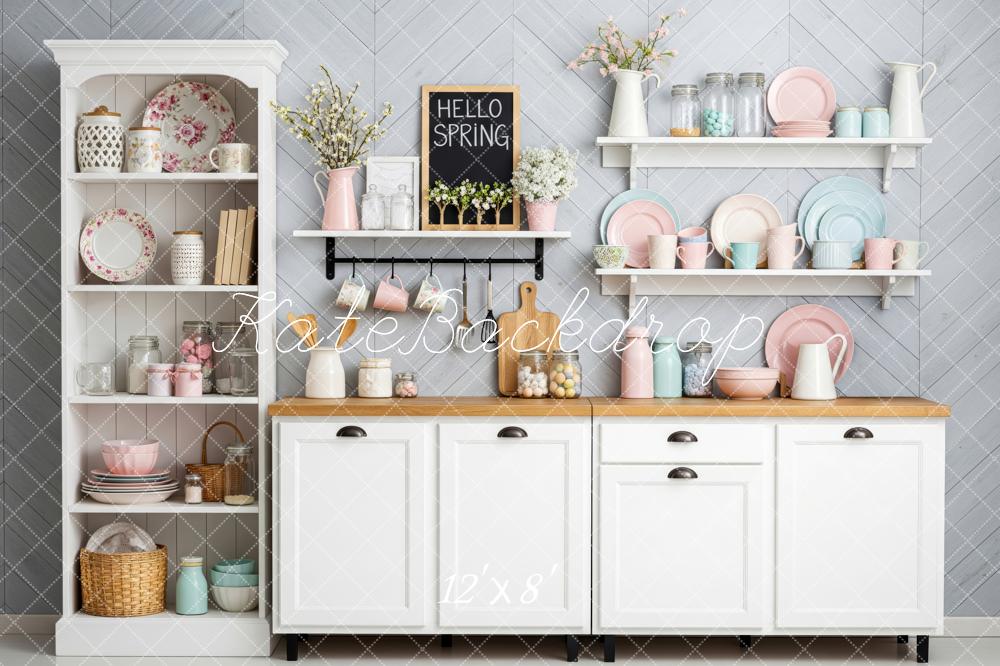 Kate Spring Kitchen Shelves Pastel Tableware Backdrop Designed by Patty Robert - Image 8