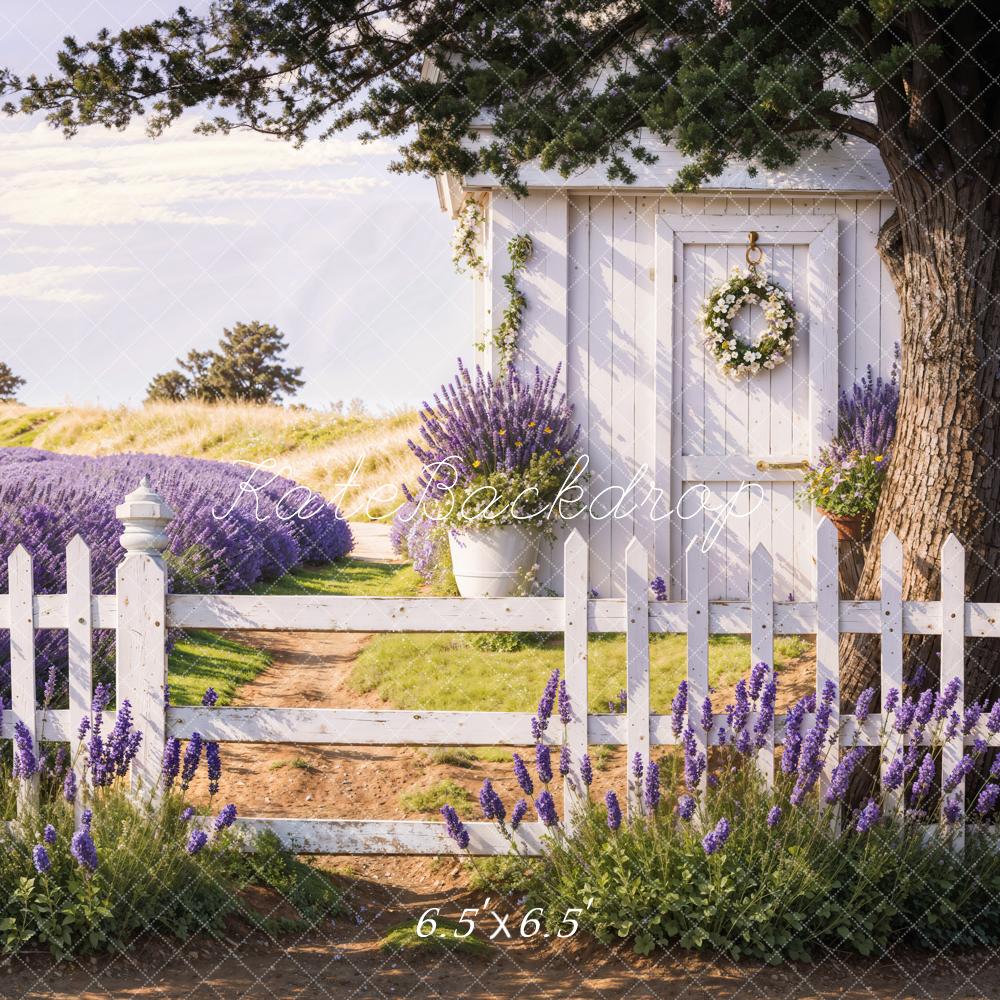 Kate Spring Lavender Fence Path Backdrop Designed by Emetselch - Image 2