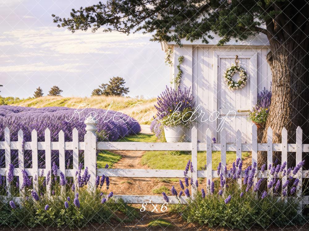 Kate Spring Lavender Fence Path Backdrop Designed by Emetselch - Image 3