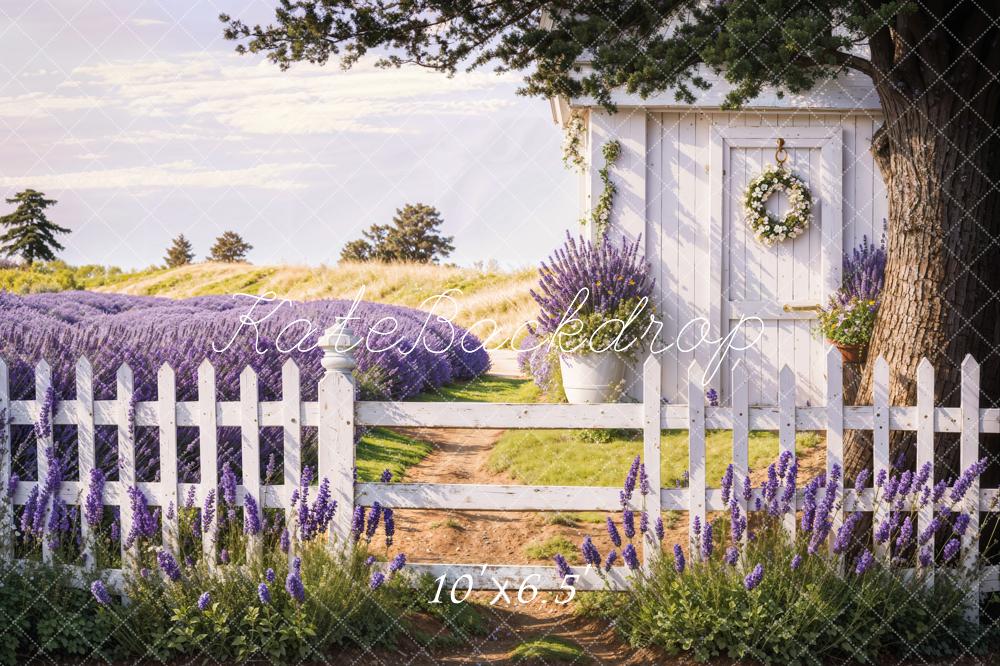 Kate Spring Lavender Fence Path Backdrop Designed by Emetselch - Image 4