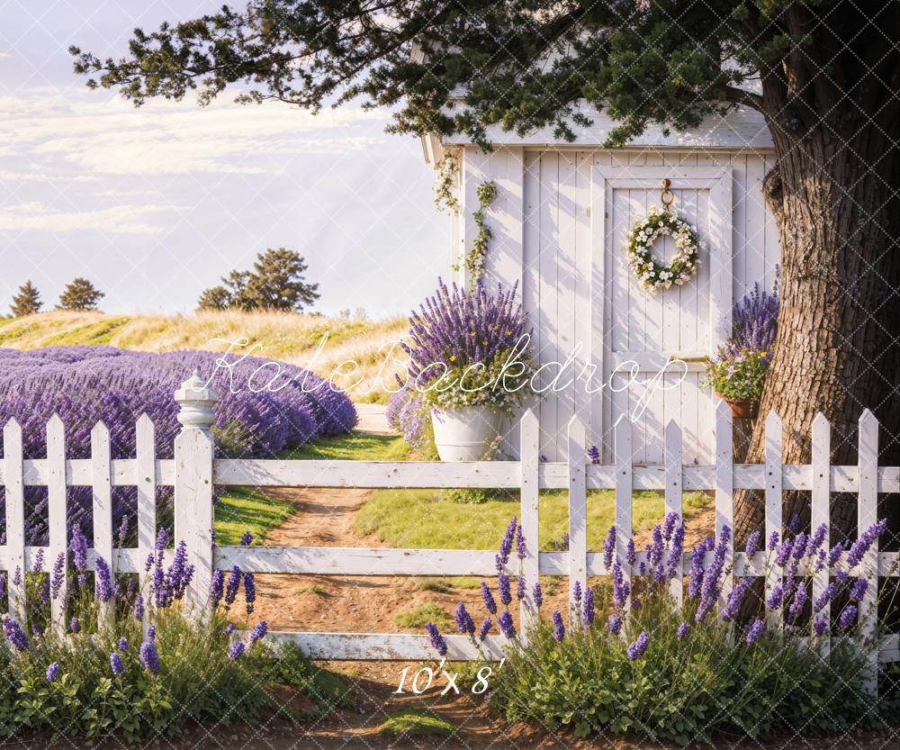 Kate Spring Lavender Fence Path Backdrop Designed by Emetselch - Image 5