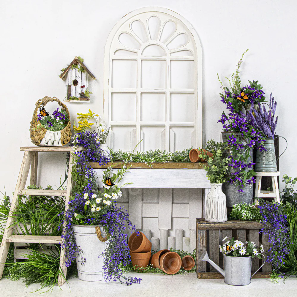Kate Spring Lavender Green Plants Backdrop for Photography - Image 2