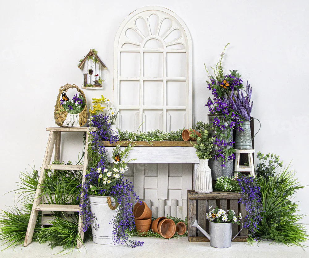 Kate Spring Lavender Green Plants Backdrop for Photography - Image 3
