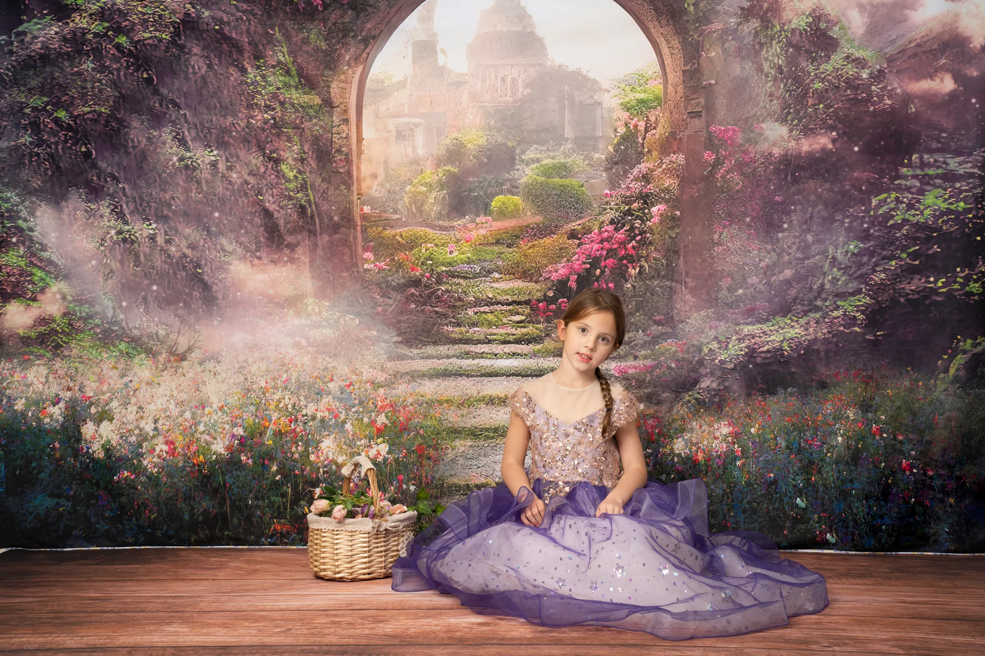 Kate Spring Magic Flower Garden Castle Backdrop for Photography - Image 3