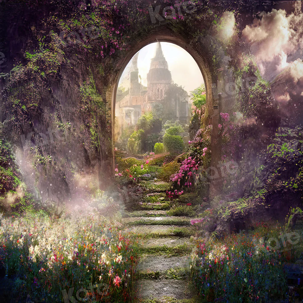Kate Spring Magic Flower Garden Castle Backdrop for Photography - Image 5