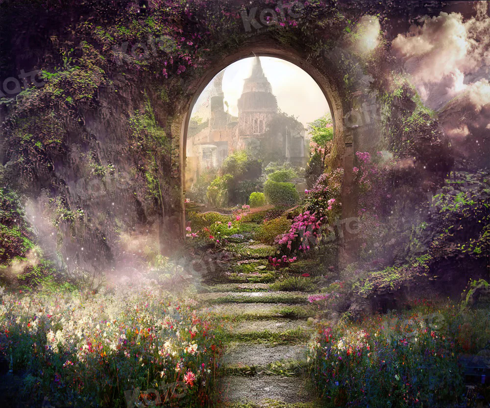 Kate Spring Magic Flower Garden Castle Backdrop for Photography - Image 6