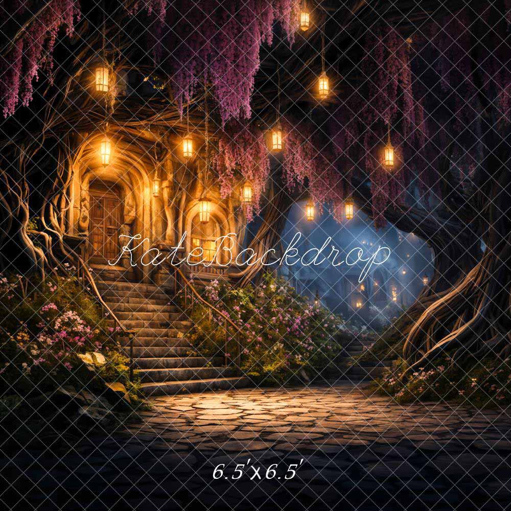 Kate Spring Night Forest Cabin Backdrop Designed by Chain Photography - Image 2