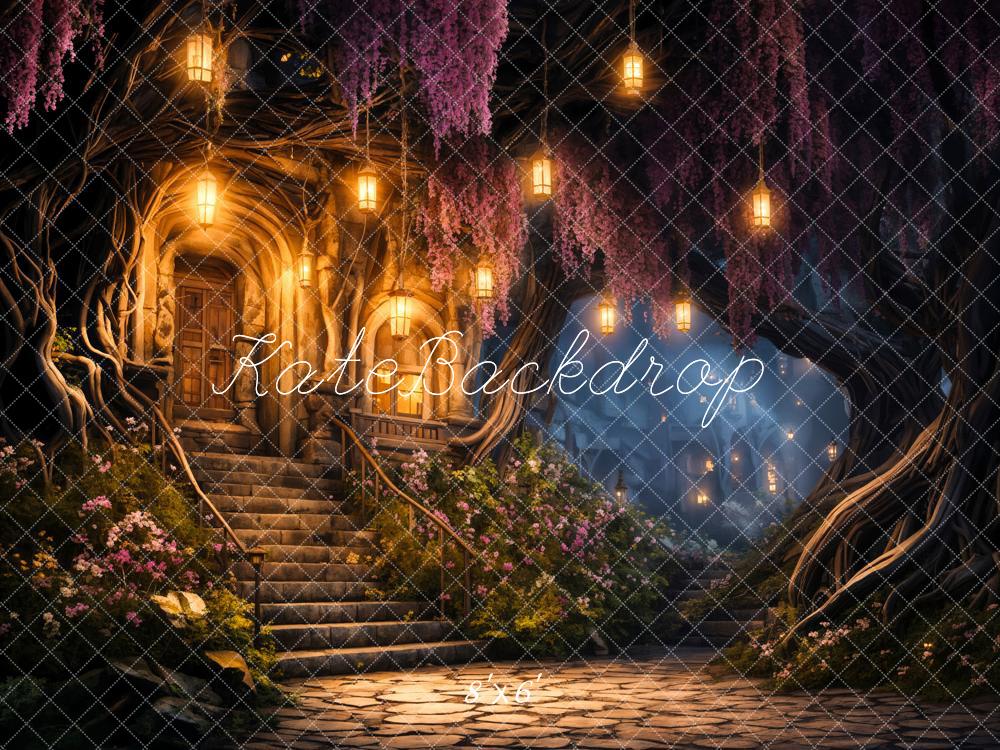 Kate Spring Night Forest Cabin Backdrop Designed by Chain Photography - Image 3