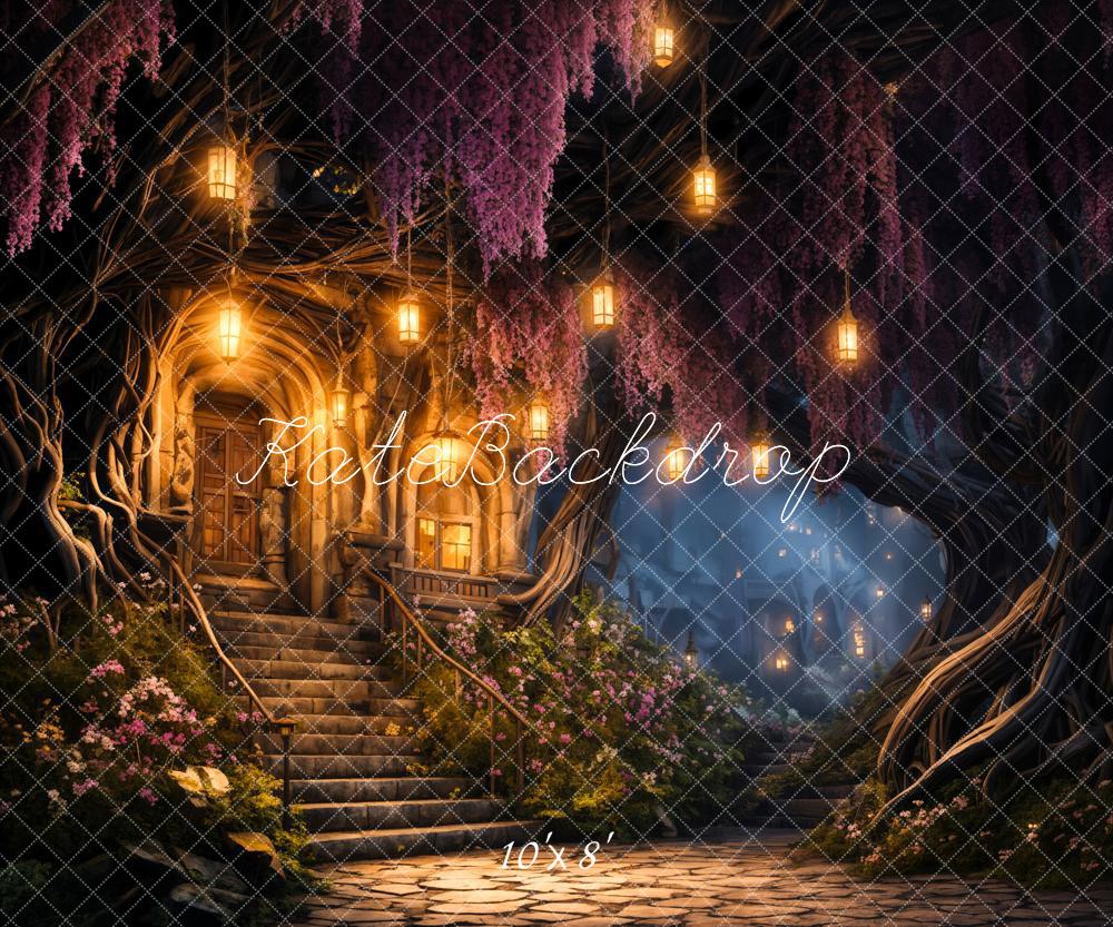 Kate Spring Night Forest Cabin Backdrop Designed by Chain Photography - Image 4