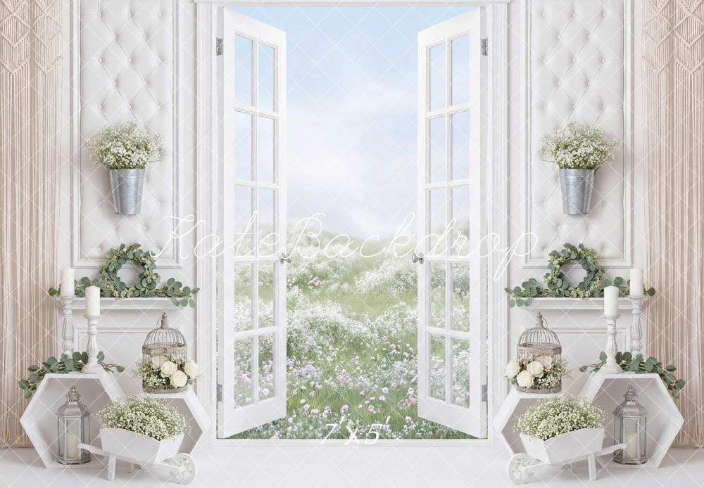 Kate Spring Open Window White Meadow Backdrop Designed by Mini MakeBelieve