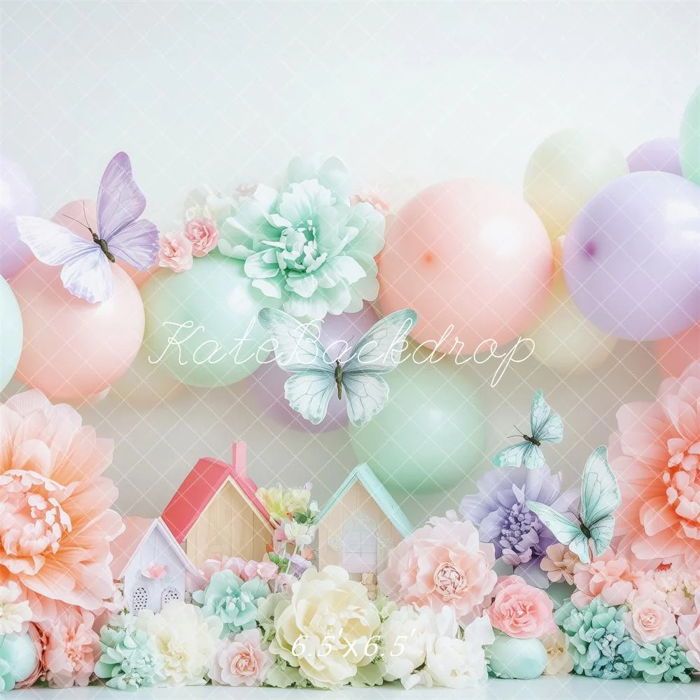 Kate Spring Pastel Balloons Flowers Butterflies Backdrop Designed by Patty Robert - Image 2
