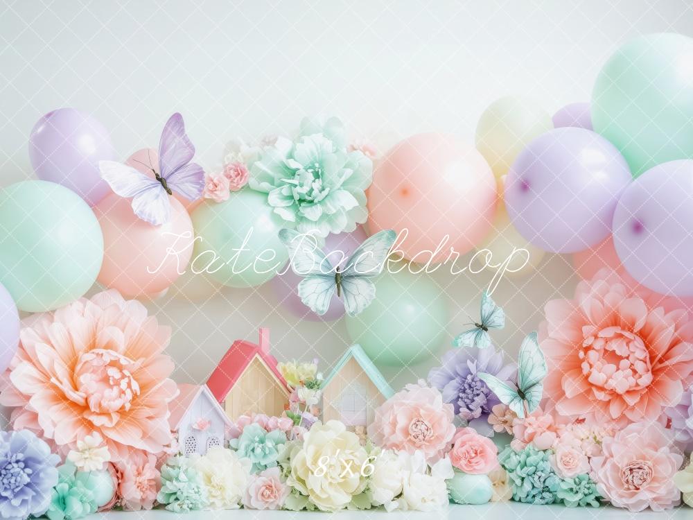 Kate Spring Pastel Balloons Flowers Butterflies Backdrop Designed by Patty Robert - Image 3