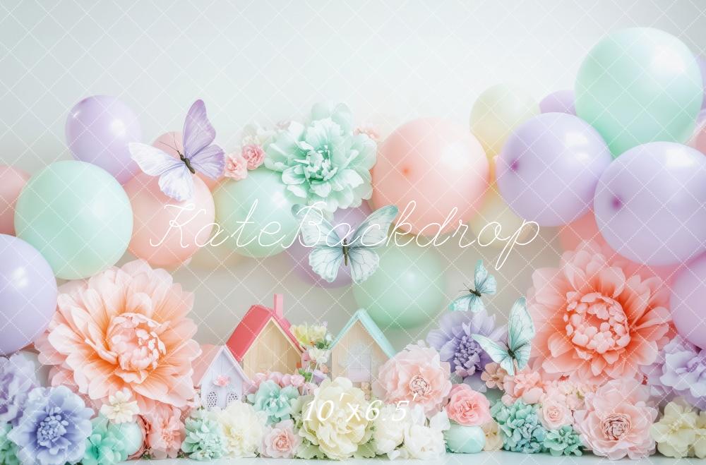 Kate Spring Pastel Balloons Flowers Butterflies Backdrop Designed by Patty Robert - Image 4