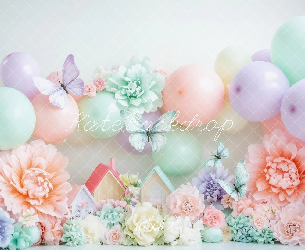 Kate Spring Pastel Balloons Flowers Butterflies Backdrop Designed by Patty Robert - Image 5