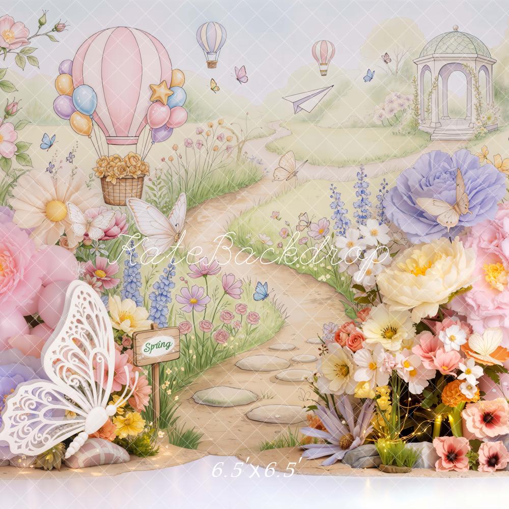 Kate Spring Pathway Hot Air Balloon Pastel Backdrop Designed by Emetselch - Image 2