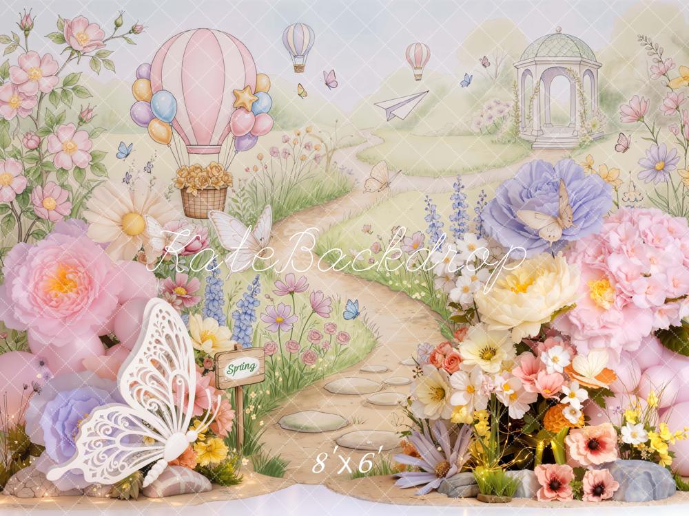 Kate Spring Pathway Hot Air Balloon Pastel Backdrop Designed by Emetselch - Image 3