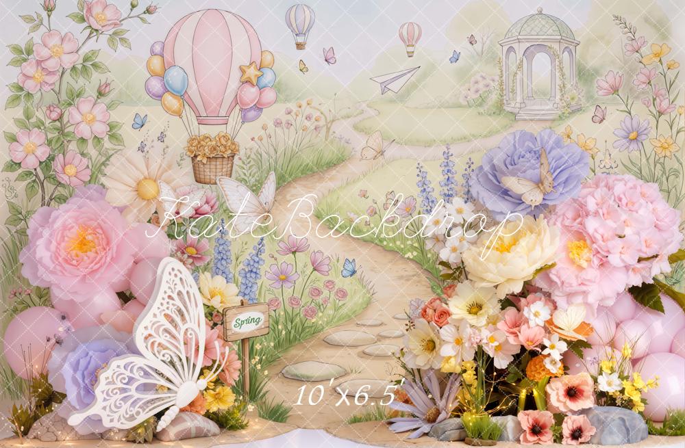 Kate Spring Pathway Hot Air Balloon Pastel Backdrop Designed by Emetselch - Image 4