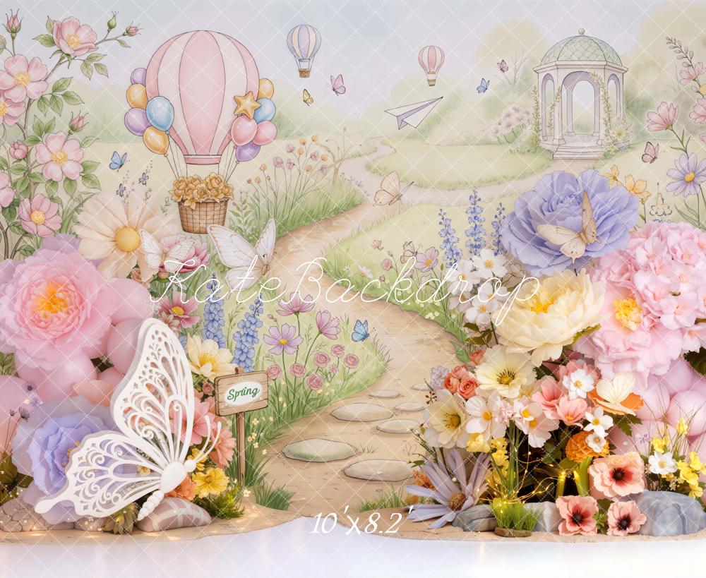 Kate Spring Pathway Hot Air Balloon Pastel Backdrop Designed by Emetselch - Image 6