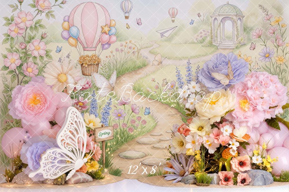 Kate Spring Pathway Hot Air Balloon Pastel Backdrop Designed by Emetselch - Image 8