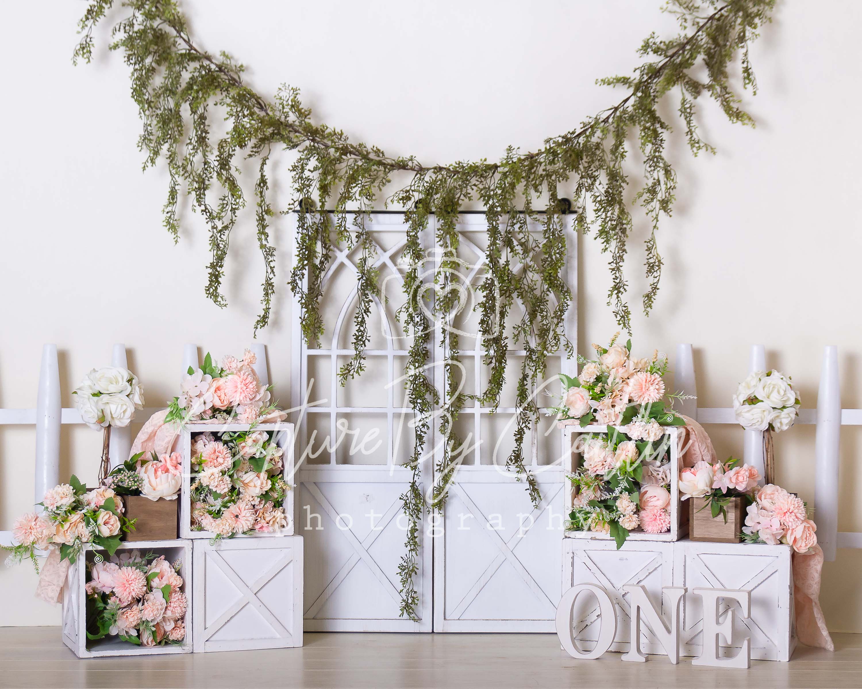 Kate Spring Peach Floral Garland Backdrop Designed by Caitlin Lynch - Image 3