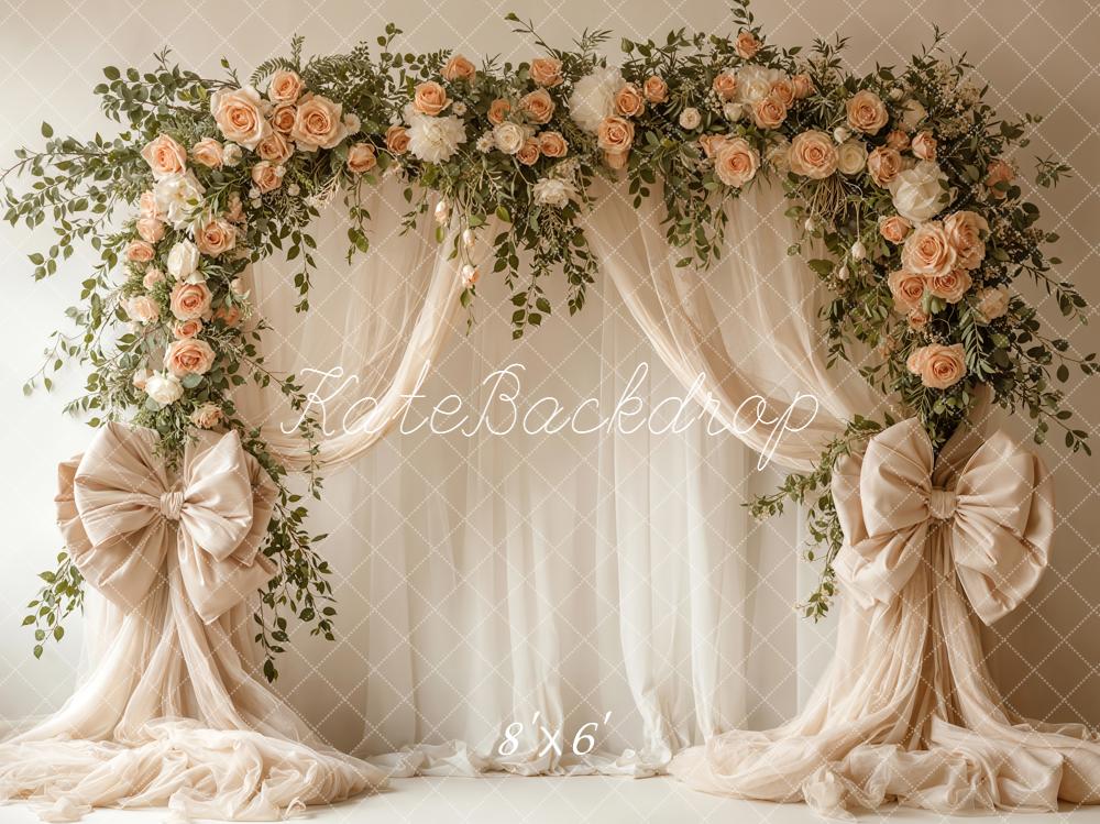 Kate Spring Peach Roses Arch Drapes Backdrop Designed by Emstselch - Image 3