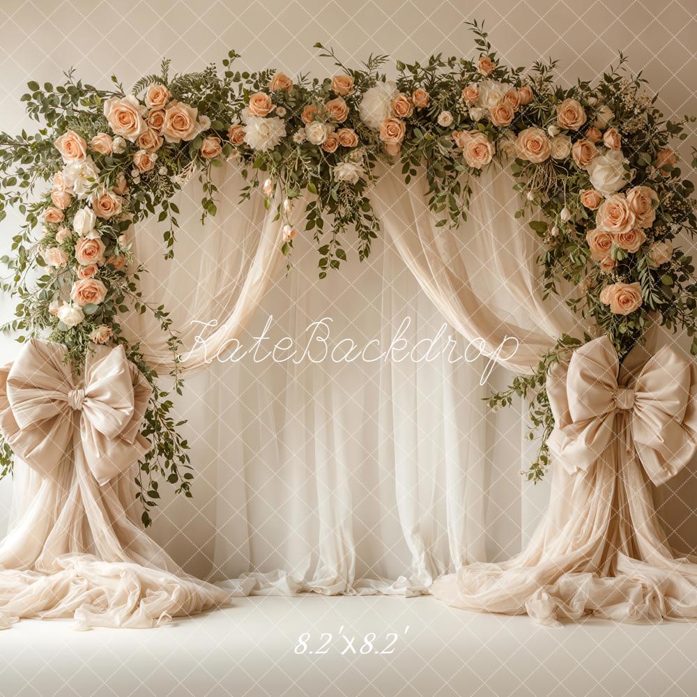 Kate Spring Peach Roses Arch Drapes Backdrop Designed by Emstselch - Image 5