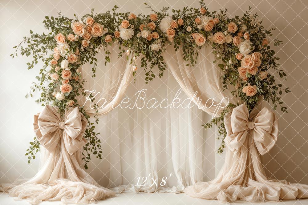 Kate Spring Peach Roses Arch Drapes Backdrop Designed by Emstselch - Image 8
