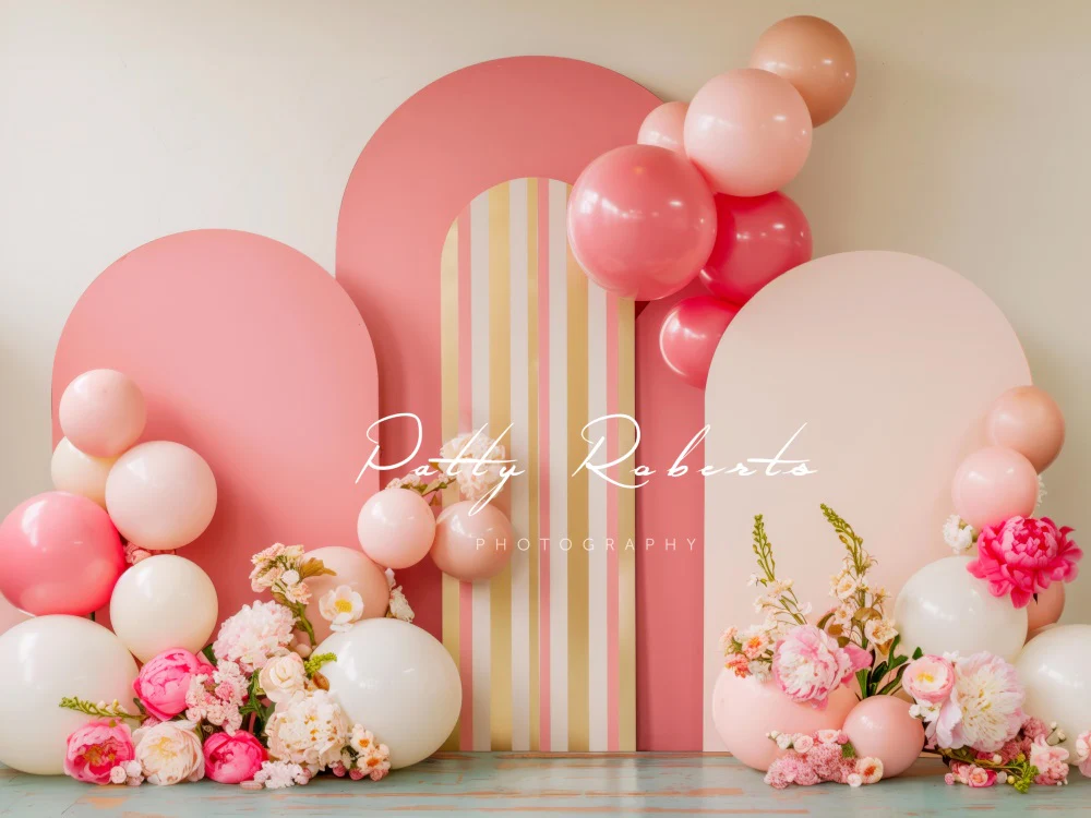 Kate Spring Pink Arch Flower Balloon Backdrop Designed by Patty Robert - Image 3